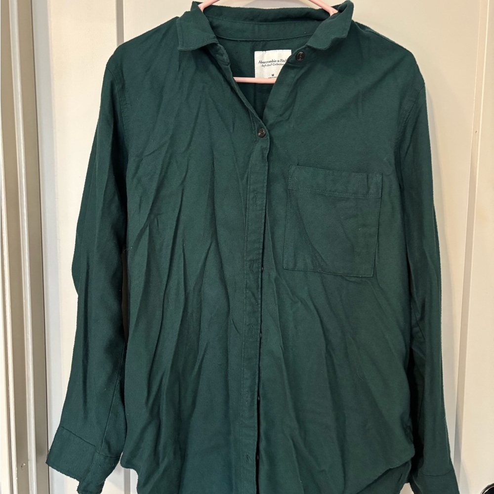 Abercrombie & Fitch Dark Green Button Down Shirt